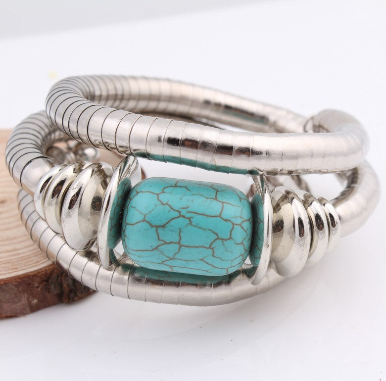 Wholesale Bohemian Multi-layer Turquoise Alloy Bracelets